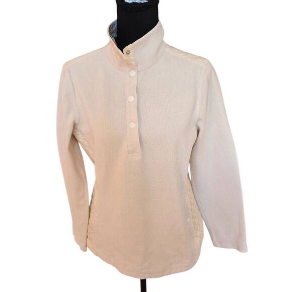 Tommy Bahama Womens Half Snap Quilted Trim Hybrid Aruba Sweater Cream Medium - Picture 1 of 12